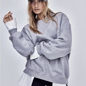 For Love & Lemons 🍋 gray Alex oversized embroidered sweatshirt sz L